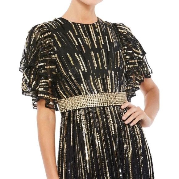 MAC DUGGAL Women’s Embellished Full Length Layered Sleeves Gown in the Size 12 - Picture 8 of 10